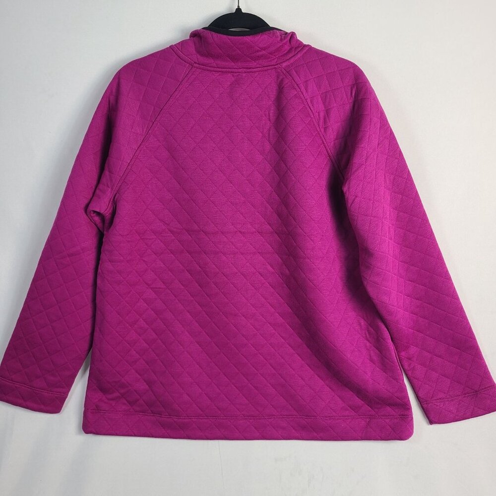 NWT Christopher & Banks Quilted Magenta Quarter Snap Pullover Top Sz L - Picture 7 of 9